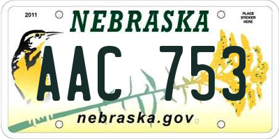 NE license plate AAC753