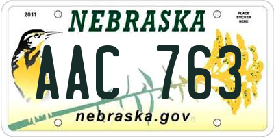 NE license plate AAC763