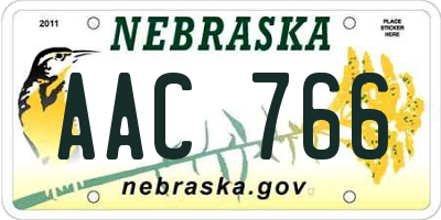 NE license plate AAC766