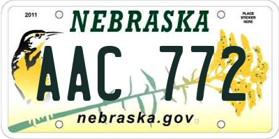 NE license plate AAC772