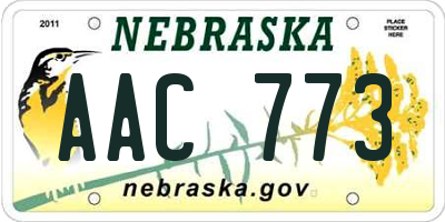 NE license plate AAC773