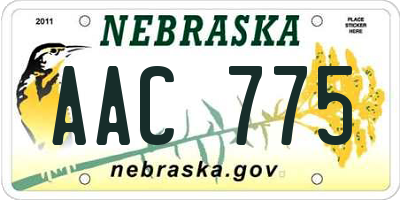 NE license plate AAC775