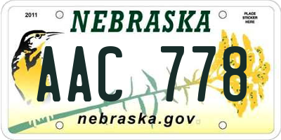 NE license plate AAC778