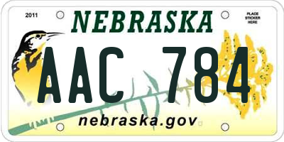 NE license plate AAC784