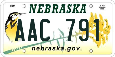 NE license plate AAC791