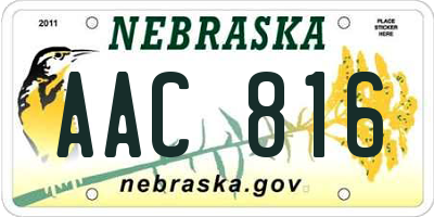 NE license plate AAC816