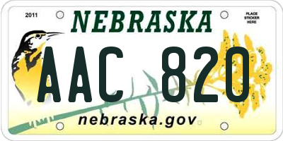 NE license plate AAC820