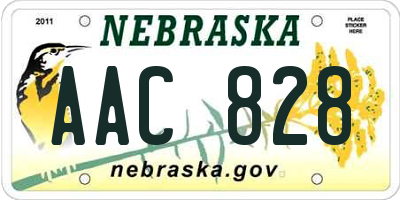 NE license plate AAC828