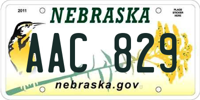 NE license plate AAC829