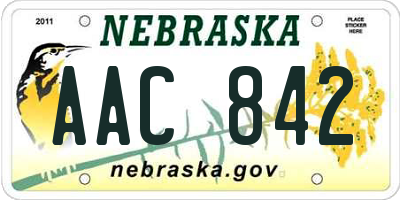 NE license plate AAC842