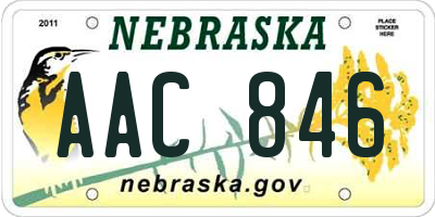 NE license plate AAC846