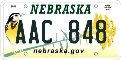 NE license plate AAC848