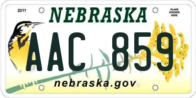 NE license plate AAC859