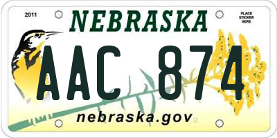 NE license plate AAC874