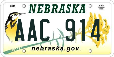 NE license plate AAC914