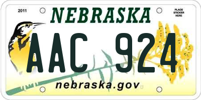 NE license plate AAC924