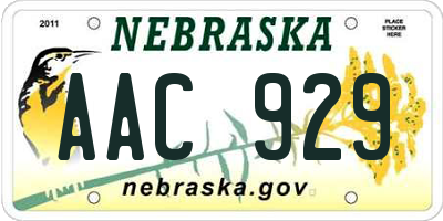 NE license plate AAC929