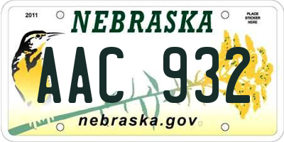 NE license plate AAC932