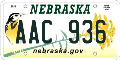 NE license plate AAC936