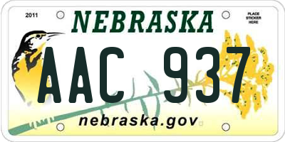NE license plate AAC937