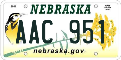 NE license plate AAC951