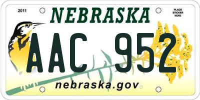 NE license plate AAC952
