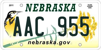 NE license plate AAC955