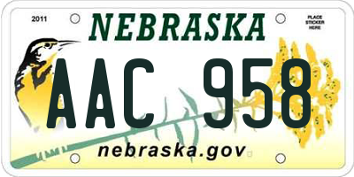 NE license plate AAC958