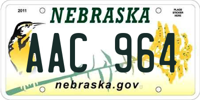 NE license plate AAC964