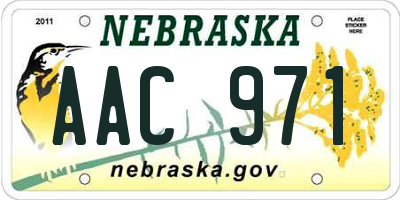 NE license plate AAC971