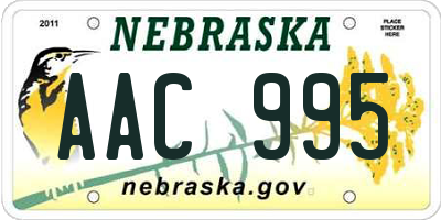 NE license plate AAC995