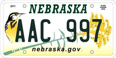 NE license plate AAC997