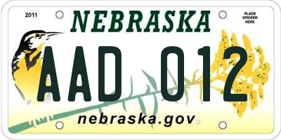 NE license plate AAD012