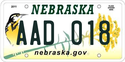NE license plate AAD018