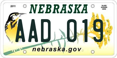 NE license plate AAD019