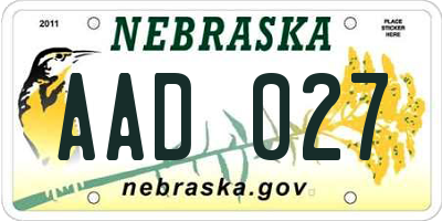 NE license plate AAD027