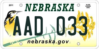 NE license plate AAD033