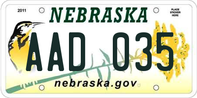 NE license plate AAD035