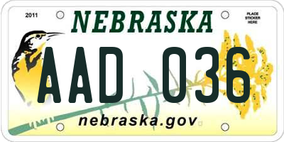 NE license plate AAD036