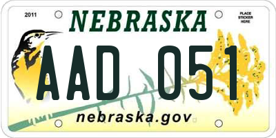 NE license plate AAD051