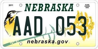 NE license plate AAD053