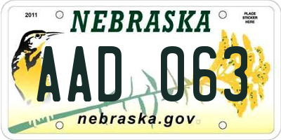 NE license plate AAD063