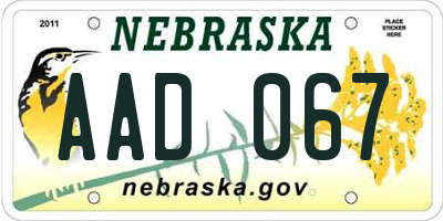 NE license plate AAD067