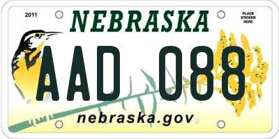 NE license plate AAD088