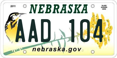 NE license plate AAD104