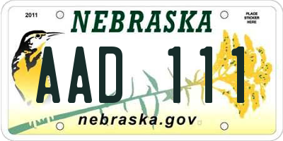 NE license plate AAD111