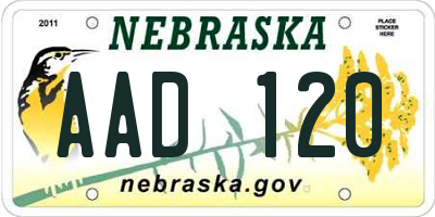 NE license plate AAD120