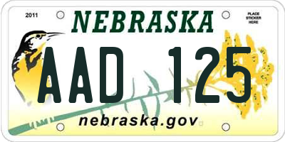 NE license plate AAD125