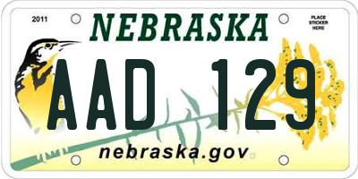 NE license plate AAD129