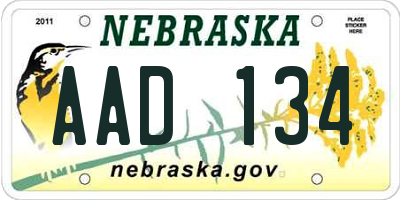 NE license plate AAD134